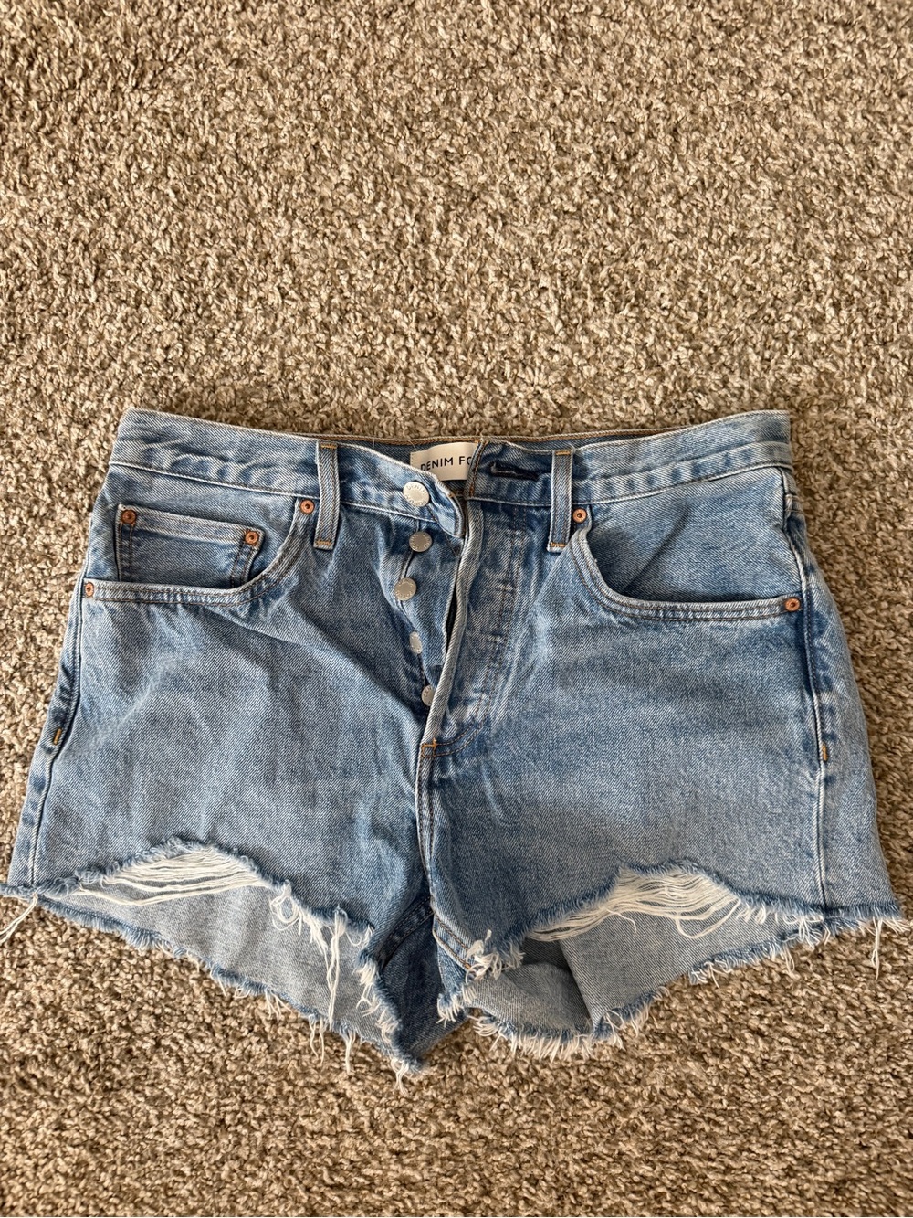 Aritzia Denim Forum High-Waist Shorts - Light Blue